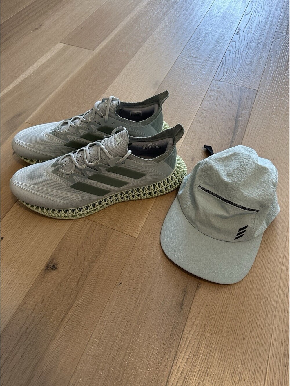 Adidas 4DFWD Set “Wonder Silver/Silver Green” Men’s Size 13 Shoes And Hat